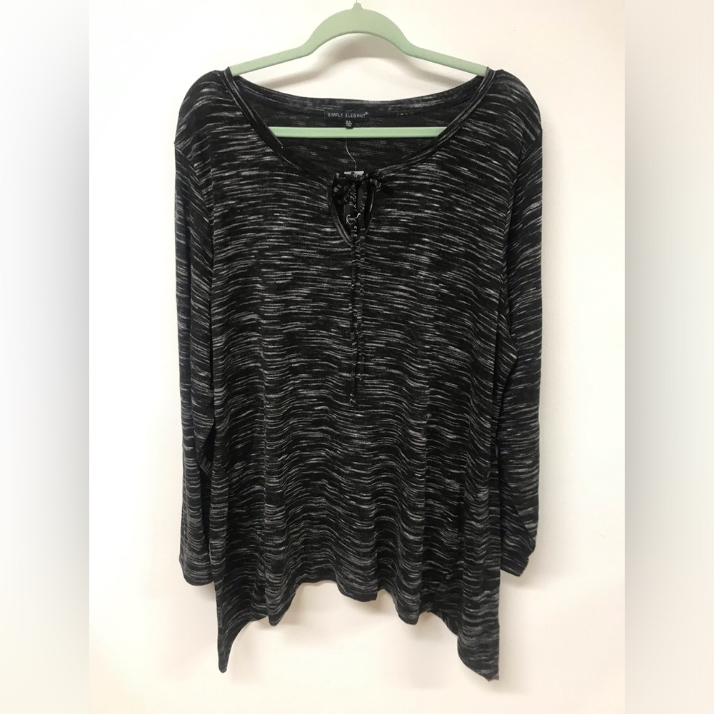 Women's Long Sleeve Heather Black Long Top T Shirt Clothing Blouse Dress Top